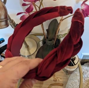 Red velvet braided headband